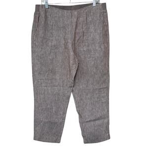 J. Jill Love Linen Pull On Ankle Pants Size M Brown Soft Knit Back Waist EUC